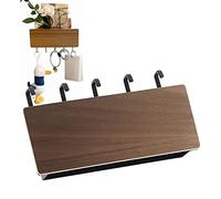 KIMISS Llavero Japonés Montado en la pared: Colgador de Llaves de Madera con 5 Ganchos, Diseño sin Perforaciones para Organizar Llaves, Bolsos y Elementos Esenciales en el Hogar (color nuez)