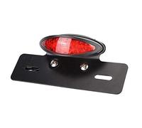 KIMISS Luz trasera LED ovalada para moto, luz de freno y matrícula, compatible con, cubierta roja, diseño retro