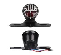 KIMISS Luz Trasera Universal Vintage para Motocicleta, Luz de Freno, Lámpara de Parada con Soporte de Placa de Matrícula Resistente para ATV Decathy