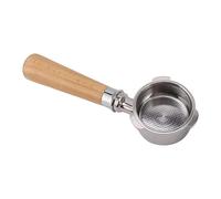 KIMISS Manija de café sin Fondo de Acero Inoxidable de 3 Orejas por Portafilter de 51 Mm para Donlim, Petrus, Bear, Café Yanxuan S - Incluye Cesta de Filtro (Madera de haya2 tipo A2)