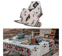 KIMISS Mantel de Camping de Estilo étnico: Cubierta de Mesa de Picnic Retro de Algodón Suave para Viajes Al Aire , Diseño de Doble Cara Agradable para la Piel para un Uso Versátil (Escribe un