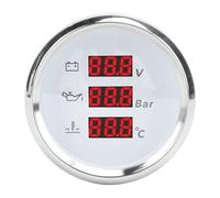 KIMISS Medidor digital de temperatura, presión de aceite y voltaje para barcos y RV - Luz roja, impermeable, 9-32VDC, 52mm