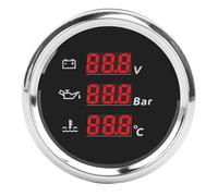 KIMISS Medidor digital de temperatura, presión de aceite y voltaje para barcos y RV, luz roja, resistente al agua, rango 9-32V DC, 52mm