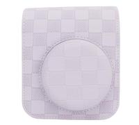 KIMISS Mini 12 Cámaras de cámara: Diseño de Cuadros de Ajedrez Vintage, Bolsa de Cubierta de Viaje Portátil con Correa de Hombro Ajustable (Purple)