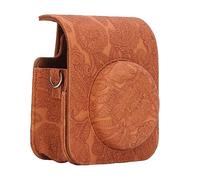 KIMISS Mini Bolso para Cámara Instantánea 12, Funda Protectora Vintage con Correa Desmontable para Fotografía Instantánea (Relieve marrón)