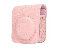 KIMISS Mini Bolso para Cámara Instantánea 12, Funda Protectora Vintage con Correa Desmontable para Fotografía Instantánea (Patrón Rosa Intenso)