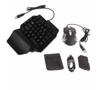 KIMISS Mini Ratón Portátil con Teclado para Juegos de 35 Teclas con Reposamuñecas USB RGB y Adaptador Convertidor 5.0 para Dispositivos iOS y