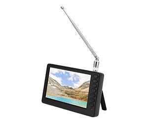KIMISS Mini TV Portátil de 5 Pulgadas - Compatible con ISDB T - TV Digital Recargable de Bolsillo 1080P - Función de Radio FM - Enchufe de la UE 110-220V