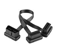 KIMISS OBD2 Cable Connector, Car OBD2 OBD II 16pin 2 en 1 Cable convertido Cable de extensión de diagnóstico Adaptador de conector (Negro)