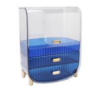 KIMISS Organizador de Belleza para Home & Dorm - Caja de Almacenamiento de 3 Capas para Maquillaje, Lápices Labiales y Máscaras Faciales - Cajones Impermeables con Tapa Antidustado para (Blue)