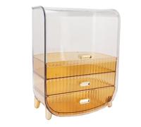 KIMISS Organizador de Belleza para Home & Dorm - Caja de Almacenamiento de 3 Capas para Maquillaje, Lápices Labiales y Máscaras Faciales - Cajones Impermeables con Tapa Antidustado para (Yellow)