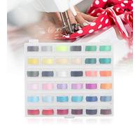 KIMISS Organizador de Bobinas de Coser - Caja de Almacenamiento de Bobinas Transparente 36 Rejillas con Hilo de Bobina Colorido Suministros para Máquinas de Coser - Caja de Duradera