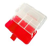 KIMISS Organizador Multiusos para Accesorios Cosméticos de Manualidades - Caja de Almacenamiento de Tres Capas Caja de Herramientas Plegable de Plástico con Portátil - Espaciadores Ajustables (rojo)