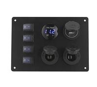 KIMISS Panel de Interruptor Basculante Marino con Dos Puertos de Cargador USB | Panel de Interruptor Basculante Impermeable de 4 Bandas para Vehículos Recreativos, Barcos y Automóviles | Pantalla de