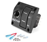 KIMISS Panel de interruptor para bomba de sentina 3 vías, automático/apagado/manual, 12V/24V, con LED y disyuntor de 15A, accesorio para barcos