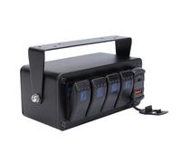 KIMISS Panel de interruptores de 4 gang con USB Tipo C QC3.0, para coche, camión, barco o RV, resistente al agua, aleación de aluminio, 12V/24V DC