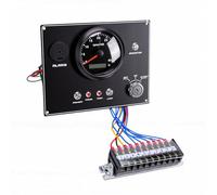 KIMISS Panel de Tacómetro para Barcos Medidor de RPM Panel de Tacómetro Marino 0-4000 RPM Medidor de Velocidad del Motor Indicador de Alarma con Llave de Encendido (Esfera negra Cubierta negra