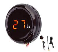 KIMISS Pantalla de termómetro digital Manillar Pantalla de temperatura de visión nocturna impermeable Pantalla LED para motocicletas de 12 V, carreras, scooters, etc. (rojo)
