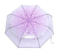 KIMISS Paraguas Transparente para Mujer - Paraguas Compacto Plegable Transparente para Niños y Adultos (morado claro)