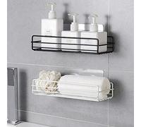KIMISS Pastilla de Almacenamiento de Baño de Hierro forjado: Estante de Organizador de Tazas para el Inodoro que Cuelga Pared con Succión para una Fácil Instalación (BLACK)
