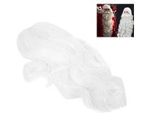 KIMISS Peluca de Papá Noel para Cosplay - Peluca Ondulada Larga y Rizada Sintética Blanca para Disfraces de Navidad y Halloween