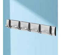 KIMISS Percheros Plegables Montados en la Pared, 5 Ganchos Invisibles Resistentes para Ahorrar Espacio, Ideales para Pasillos, Probadores y Más, No Requiere Perforación (SILVER)