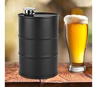 KIMISS Petaca Portátil de Barril de Cerveza de Acero Inoxidable con Tapa de Sellado, Ideal para Exteriores y Viajes (BLACK)