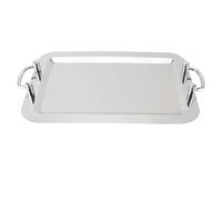 KIMISS Plato de Acero Inoxidable con Asa - Bandeja de Metal Portátil Multifuncional para Restaurantes, Hoteles y Bufés - Plato Elegante con Diseño Fácil de Transportar (#2)