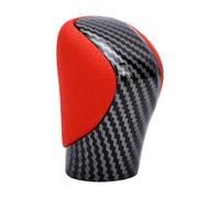 KIMISS Pomo de de Marchas Automático Pomo de Automático de Palanca de Cambios Diseño Ergonómico con Textura Ponderada con Patrón de Fibra de Carbono Acabado Perforado Rojo para ES GS
