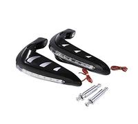 KIMISS Protector de manillar para moto, 1 par con luces LED, guardabarros universal, diseño negro y resistente, manetas protectoras
