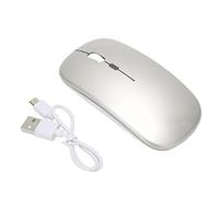 KIMISS Ratón Inalámbrico de 2,4 G: Ratón para Juegos Silencioso Ultrafino Recargable con Retroiluminación de Color, 1600 dpi para Uso en Portátiles y Oficinas con Receptor de 2,4 G (Gris-Plata)