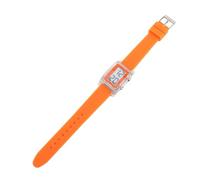 KIMISS Reloj Deportivo Digital LED: Reloj de Pulsera para Hombres y Mujeres, Retroiluminación EL, Hora, Fecha, Semana, Actividades (Correa Naranja Concha translúcida)