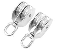 KIMISS Rodillo de Acero Inoxidable con Bloque de Polea Doble M50 de Alta Resistencia, 2 uds., Capacidad de Carga de 400KG para Elevación, Elevación y Uso de Grúa