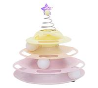 KIMISS Rodillo Interactivo de Juguete para Gatos con 3 Niveles para Jugar en Interiores, Base Antideslizante y Pista Giratoria de Juguete Fácil de Limpiar para Divertirse Bateando y Persiguiendo