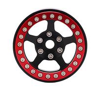 KIMISS Ruedas Beadlock de 1,9 Pulgadas para Coches RC - Llantas Plateadas de Aleación de Aluminio de 5 Orificios para AXIAL SCX10, HSP y Más - Cubo de Rueda con Bloqueo Que No Mancha (Rojo Negro)
