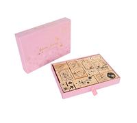 KIMISS Sello de caucho de madera para manualidades, diario y scrapbook, set decorativo con sellos cuadrados y rectangulares, ideal para tarjetas y cartas
