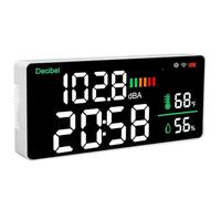 KIMISS Sonómetro WiFi 2.4G para Tuya, pantalla LED 11 pulgadas con humedad y temperatura, reloj digital, montable en pared, medidor de ruido