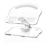 KIMISS Soporte Acrílico para Tableta, Diseño Ajustable y Giratorio de 360° para Tabletas, Soporte de Escritorio Plegable y Liviano (White)