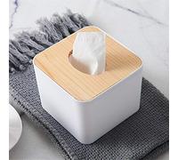 KIMISS Soporte de Cajas de Pañuelos de Plástico Extraíbles de la Cubierta de Madera - Organizador Elegante para el Hogar, la Oficina, el Automóvil y el Restaurante - Diseño Cuadrado (Cuadrado)