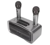 KIMISS ST-2028 de Altavoces de Karaoke Portátil con y 2 Teléfonos Inalámbricos - Ideal para Bodas, Fiestas y Conferencias - Elegante Diseño Plateado Negro