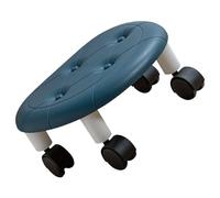 KIMISS Taburete de Rodadura de Alto Peso con Ruedas - Taburete Redondo de Cuero Sintético para Uso en el Hogar y el Salón, Diseño Compacto (Blue)