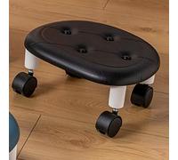 KIMISS Taburete de Rodadura de Alto Peso con Ruedas - Taburete Redondo de Cuero Sintético para Uso en el Hogar y el Salón, Diseño Compacto (Black)