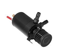 KIMISS Tanque de Lata de Captura de Aceite de Alto Rendimiento con Kit de Accesorios de 2 Puertos - Lata de Captura de Depósito de Aceite de Aleación de Aluminio Universal (BLACK)