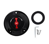 KIMISS Tapa de Gasolina para Tanque de, Aleación de Aluminio CNC, 3 Orificios, Anodizado, Negro y Rojo