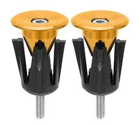 KIMISS Tapas de Extremo del Manillar de Bicicleta de aluminio: Enchufes de Manillar de Bicicletas de 2 Piezas para de Carretera y Montaña, Protección Duradera (GOLD)
