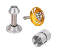 KIMISS Tapón de Compresión para Auriculares de Bicicleta, Bicicleta de Montaña y Carretera, Expansor de Aleación de Aluminio, Horquillas Superiores de 1 1/8" (Gold)