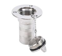 KIMISS Tapón de llenado de Marino 316 Acero Inoxidable, Montaje Empotrado 38mm 1-1/2", Tapa con Cerradura y Cadena, Compatible con Yates y autocaravanas