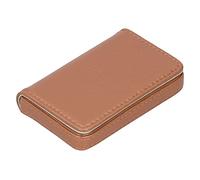 KIMISS Tarjetero magnético de cuero para tarjetas de visita, para hombres y mujeres, color rojo, amarillo, azul, negro, marrón, rosa, naranja, nombre con hebilla, café, 001#