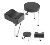 KIMISS Tatto de Cuero PU de Ajuste de Tatuaje de Cuero PU y Pedicura Silla de Taburete de Pie en Negro - Ajustable, Diseño Cómodo con Base de Metal (BLACK)