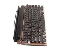 KIMISS Teclado de Máquina de Escribir 83, Teclas Mecánicas Inalámbricas Bluetooth Vintage con Tapa Redonda de Metal Color de Grano de Madera (Color de Grano de Madera)